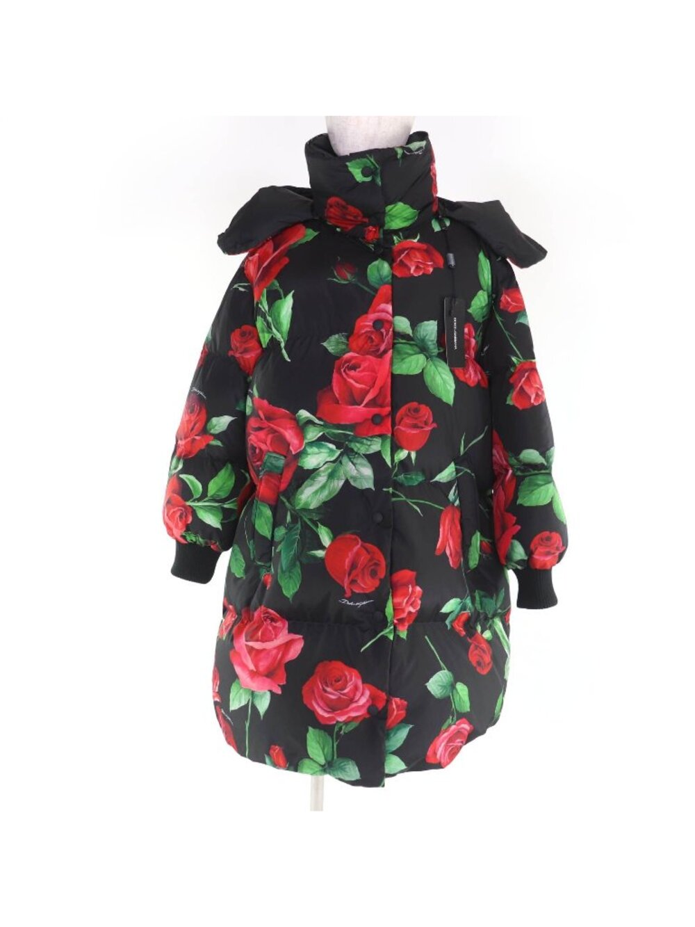 Dolce & Gabbana Red Rose Print Reversible Down Coat 42